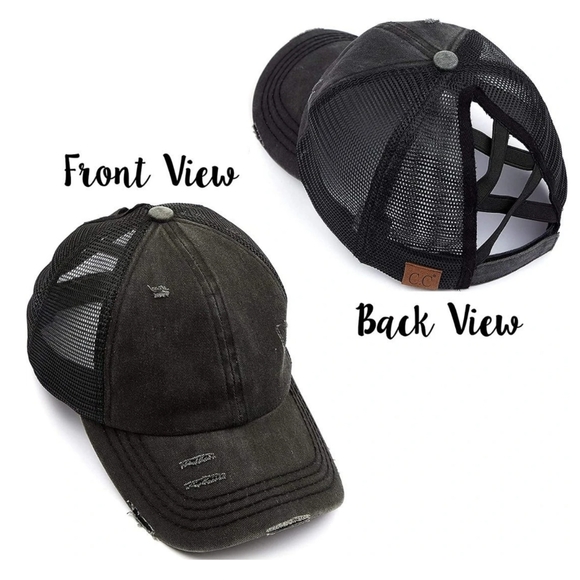 Accessories - Charcoal Gray Ponytail Baseball Cap